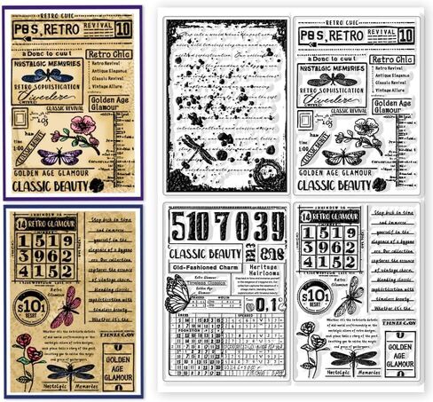 خمر التسمية خلفية واضحة Stamps الرجعية بطاقة بريدية شفافة ختم سيليكون واضح ختم الأختام لبطاقات صنع DIY سكرابوكينغ صور الديكور in Saudi Arabia