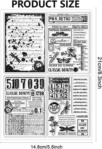 خمر التسمية خلفية واضحة Stamps الرجعية بطاقة بريدية شفافة ختم سيليكون واضح ختم الأختام لبطاقات صنع DIY سكرابوكينغ صور الديكور in Saudi Arabia