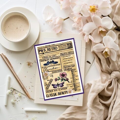 خمر التسمية خلفية واضحة Stamps الرجعية بطاقة بريدية شفافة ختم سيليكون واضح ختم الأختام لبطاقات صنع DIY سكرابوكينغ صور الديكور in Saudi Arabia