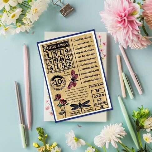 خمر التسمية خلفية واضحة Stamps الرجعية بطاقة بريدية شفافة ختم سيليكون واضح ختم الأختام لبطاقات صنع DIY سكرابوكينغ صور الديكور in Saudi Arabia