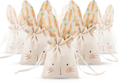 Cheerland Bunny Birthday Decoration Gift Bags Easter Party Favor Reusable Burlap Goodie Rabbit Drawstring Treat Bag for Some Bunny is One Easter Kids Baby Shower Garden Tea Party Supplies Pack of 6 in Saudi Arabia