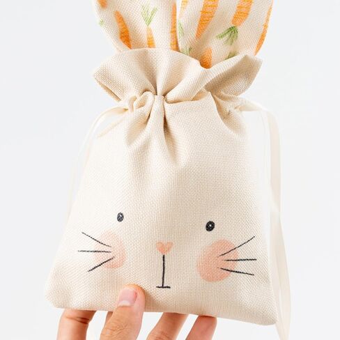 Cheerland Bunny Birthday Decoration Gift Bags Easter Party Favor Reusable Burlap Goodie Rabbit Drawstring Treat Bag for Some Bunny is One Easter Kids Baby Shower Garden Tea Party Supplies Pack of 6 in Saudi Arabia