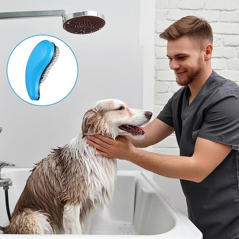 فرشاة للكلاب الصغيرة، أداة للعناية بالجراء، مزيل فرش الشعر اللطيف للتنظيف اللطيف لقطط تيدي يوركي المالطية شيه تزو تشيهواهوا والأرانب (أزرق) in Kuwait