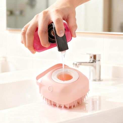 Silicone Dog Bath Brush – Dog Grooming Shampoo Scrubber with Soap Dispenser, Perfect for Shedding, Bathing, and Grooming, Ideal for Short and Long-Haired Dogs, Blue in Saudi Arabia