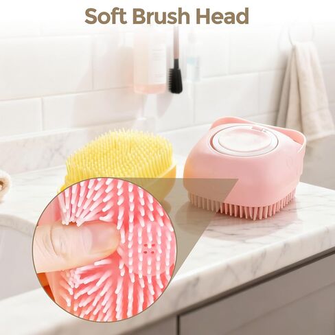Silicone Dog Bath Brush – Dog Grooming Shampoo Scrubber with Soap Dispenser, Perfect for Shedding, Bathing, and Grooming, Ideal for Short and Long-Haired Dogs, Blue in Saudi Arabia