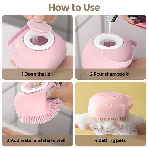 Silicone Dog Bath Brush – Dog Grooming Shampoo Scrubber with Soap Dispenser, Perfect for Shedding, Bathing, and Grooming, Ideal for Short and Long-Haired Dogs, Blue in Saudi Arabia