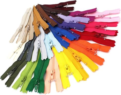 YKK 22 بوصة ~ مجموعة متنوعة من الألوان (25 سحابًا) للملابس والحقائب ومشاريع الخياطة والحرف + قطعة من شريط سحاب مخصص مصنوع في الولايات المتحدة الأمريكية in Kuwait
