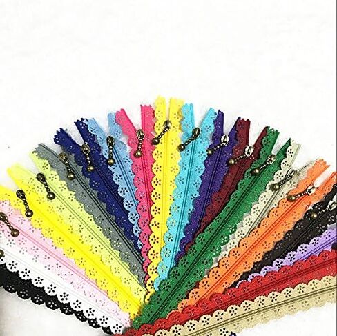 20 pcs Decorative Lace Zippers with Bronze Pull, 20 Colors Assortment, 19.69 Inch Length (Mix, 19.69 inch) in Saudi Arabia