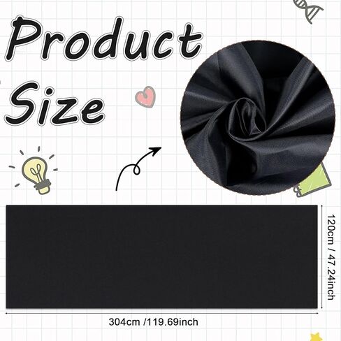 120" x 47" Bulletin Board Fabric Black Polyester Photography Background Black Class Fabric for Classroom Bulletin Board Background Decor Pillows Curtains Crafts Back to School Classroom Decor in Saudi Arabia