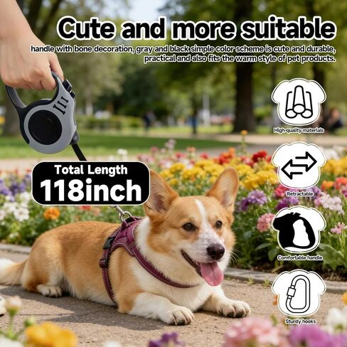 Retractable Dog Leash 3m 10ft Auto Extend Walking Lead with One Button Brake Lock System Comfortable Grip Tangle Resistant in Saudi Arabia