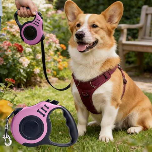 Retractable Dog Leash 3m 10ft Auto Extend Walking Lead with One Button Brake Lock System Comfortable Grip Tangle Resistant in Saudi Arabia