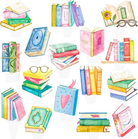كتاب القراءة كب كيك القبعات العالية الكتب تحت عنوان زينة الحفلات 48 قطعة مكتبة القصص القصيرة نادي كعكة القبعات العالية الكتب لوازم حفلة عيد ميلاد لأحب قراءة ديكور دش الطفل in Saudi Arabia