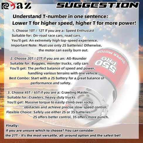 RC Motor 550 10T Brushed Motor Splash-Proof for 1/10 Trx4 Slash ARRMA Granite Senton Axial Redcat HSP HPI Off-Road,Racing,Drifting,High Speed Car (10T) in Saudi Arabia