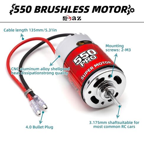 RC Motor 550 10T Brushed Motor Splash-Proof for 1/10 Trx4 Slash ARRMA Granite Senton Axial Redcat HSP HPI Off-Road,Racing,Drifting,High Speed Car (10T) in Saudi Arabia