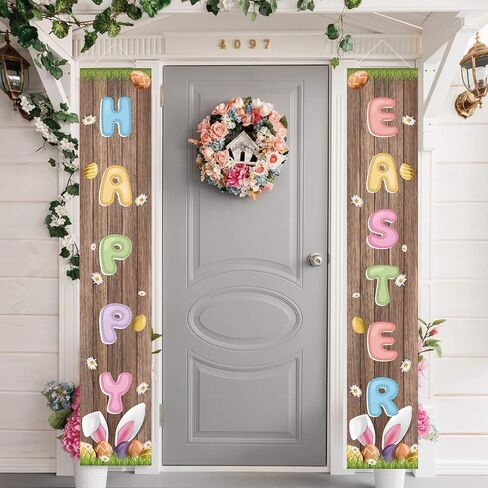 Jiudungs Easter Decorations Outdoor Happy Easter Porch Sign Banner Easter Decor for Kids Easter Deocrations and Supplies for Home Classroom Office in Saudi Arabia