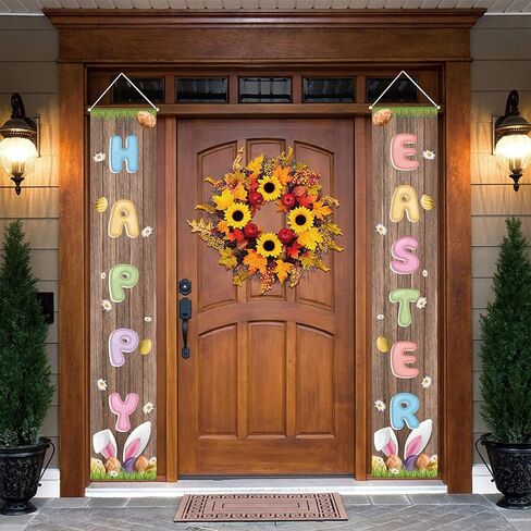 Jiudungs Easter Decorations Outdoor Happy Easter Porch Sign Banner Easter Decor for Kids Easter Deocrations and Supplies for Home Classroom Office in Saudi Arabia