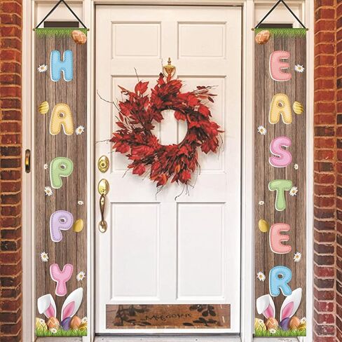 Jiudungs Easter Decorations Outdoor Happy Easter Porch Sign Banner Easter Decor for Kids Easter Deocrations and Supplies for Home Classroom Office in Saudi Arabia