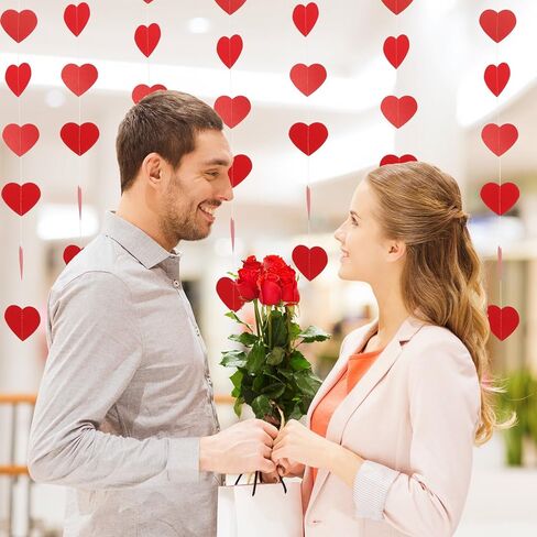 Pangda 6 قطع عيد الحب القلب جارلاند راية ورقة حمراء القلب معلقة مول نافذة عرض الطرف الديكور جارلاند صور الدعائم الخلفية in Saudi Arabia