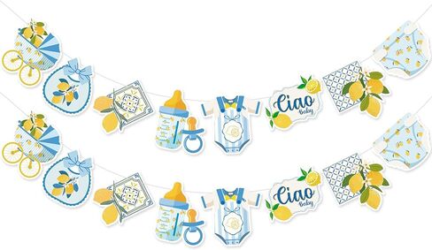 Lemon Ciao Baby Shower Banner - NO DIY Lemon Ciao Baby Shower Decorations for Italian Summer Themed Party Supplies and Home Décor in Kuwait