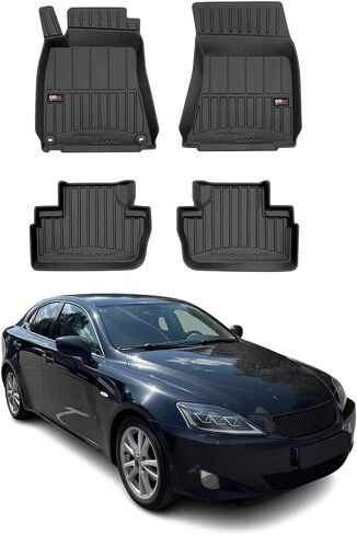 Omac Premium Floor Haps for Lexus هي Sedan 2014-2024 Car Mats All Weather 3D Fit Fit Rubber Mat Hate Roofbless TPE Liners Laser Laser Non-Slip (Black) in Saudi Arabia