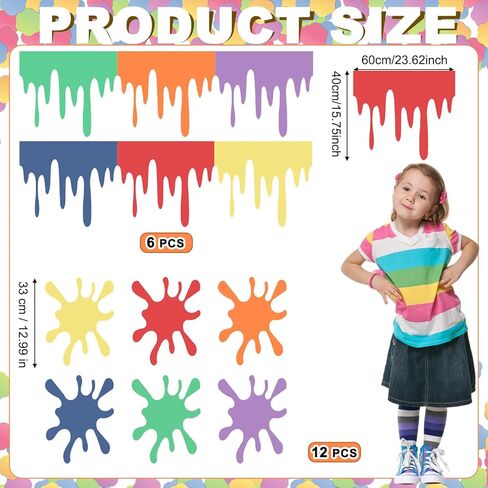 Frienda 18 Pcs Art Paint Party Decorations Painting Splatter Party Decor Colorful Paint Splatter Backdrop Table Skirts Painting Splatters Cutouts for Classroom Bulletin Board Birthday Craft Wall Decor in Saudi Arabia