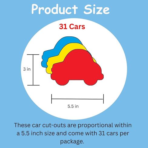 5.5" Car Tri-Color Creative Cut-Outs, 31 Cut-Outs in a Pack for Summer, Learning Games. Vehicle Themes, Travel Projects, Classroom Kids’ School Craft Projects in Saudi Arabia