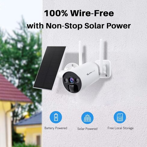 yeewise Wireless Solar Security Camera System, Battery Powered Home Security Cameras Outdoor, Pan Tilt 360° View, Forever Power, Spotlight Camera, 64GB Local Storage, No Monthly Fee in Kuwait