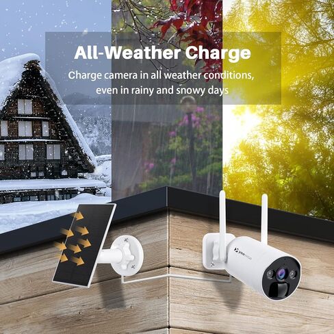 yeewise Wireless Solar Security Camera System, Battery Powered Home Security Cameras Outdoor, Pan Tilt 360° View, Forever Power, Spotlight Camera, 64GB Local Storage, No Monthly Fee in Kuwait