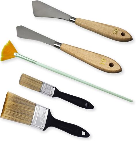 Brushes for Oil Painting Painting Knife Set 5pcs Stainless Steel Palette Knives Background Blender Brush and Fan Blender Artist Brush 2 &1inch Landscape Brushes for Oil Canvas Acrylic Painting in Saudi Arabia