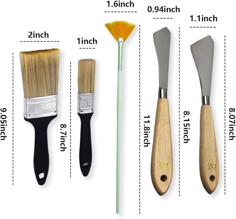 Brushes for Oil Painting Painting Knife Set 5pcs Stainless Steel Palette Knives Background Blender Brush and Fan Blender Artist Brush 2 &1inch Landscape Brushes for Oil Canvas Acrylic Painting in Saudi Arabia