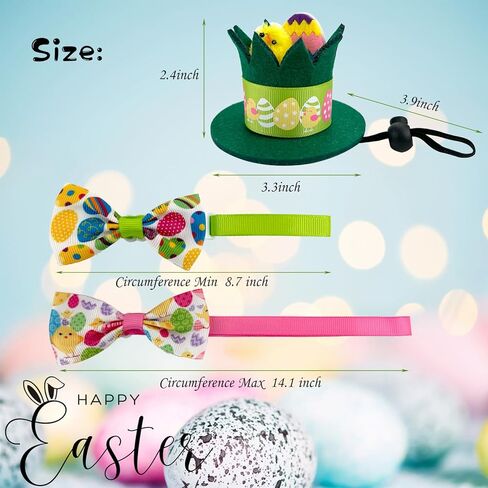 Vehomy Small Pet Easter Day Outfit Costume for Bunny Guinea Pig Easter Bunny Hat with Chick Easter Egg Décor Chicken Nest Shape Rabbit Guinea Pig Hat Bow Collar for Rabbit Bunny 4Pcs in Saudi Arabia