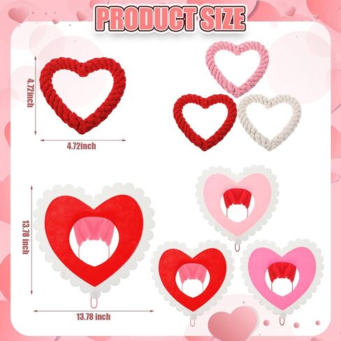 9 Pcs Valentines Dog Costume, Dog Valentines Outfit Including Heart Shaped Rope Toy Hearts Pet Hat and Sequin Tutu Skirt for Pet Holiday Birthday Wedding Party(Large) in Saudi Arabia