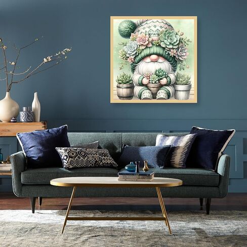 LWZAYS Gnome Diamond Art Kits for Adults, Gnome Succulents Diamond Painting Kits for Adults Beginner, DIY Full Drill Diamond Dots Paintings for Home Wall Decor, 14x14inch in Kuwait