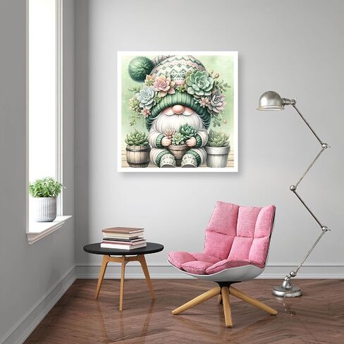 LWZAYS Gnome Diamond Art Kits for Adults, Gnome Succulents Diamond Painting Kits for Adults Beginner, DIY Full Drill Diamond Dots Paintings for Home Wall Decor, 14x14inch in Kuwait