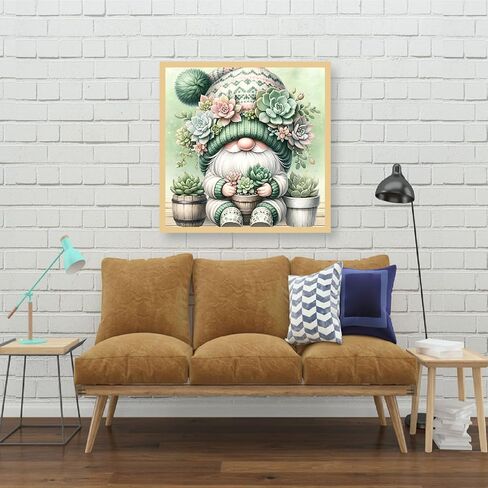 LWZAYS Gnome Diamond Art Kits for Adults, Gnome Succulents Diamond Painting Kits for Adults Beginner, DIY Full Drill Diamond Dots Paintings for Home Wall Decor, 14x14inch in Kuwait