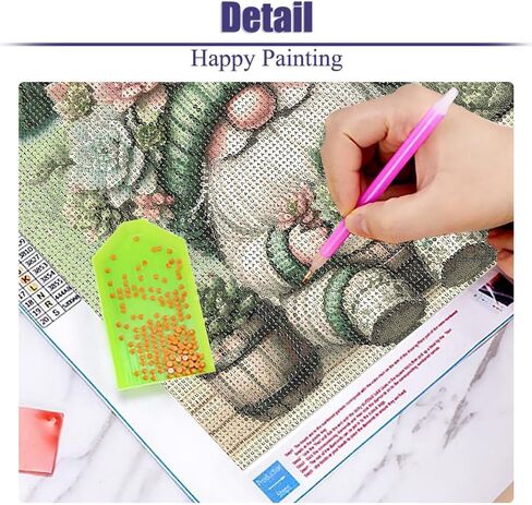 LWZAYS Gnome Diamond Art Kits for Adults, Gnome Succulents Diamond Painting Kits for Adults Beginner, DIY Full Drill Diamond Dots Paintings for Home Wall Decor, 14x14inch in Kuwait