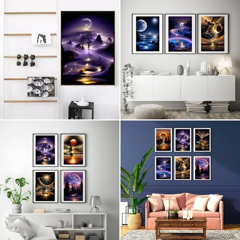 12 Pack Diamond Art Kits for Adults, Moon Landscape 5D Diamond Painting for Adult Beginners,DIY Full Drill Round Gem Painting Dot Art Sets,Home Wall Decor 9.8x13.8 Inch in Saudi Arabia