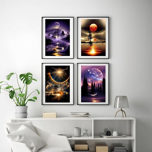 12 Pack Diamond Art Kits for Adults, Moon Landscape 5D Diamond Painting for Adult Beginners,DIY Full Drill Round Gem Painting Dot Art Sets,Home Wall Decor 9.8x13.8 Inch in Saudi Arabia