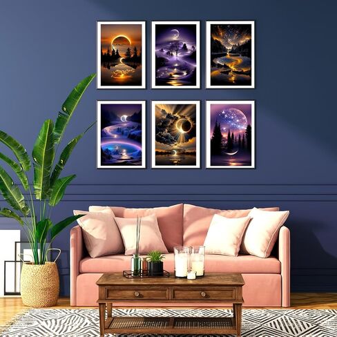 12 Pack Diamond Art Kits for Adults, Moon Landscape 5D Diamond Painting for Adult Beginners,DIY Full Drill Round Gem Painting Dot Art Sets,Home Wall Decor 9.8x13.8 Inch in Saudi Arabia