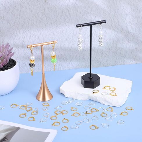 1 Box 100Pcs Leverback Earring Hooks, 18K Gold Plated Stainless Steel Leverback Hooks Round Dangle Earwires with Open Loop Ear Wire Clip Earring Connector for Jewelry Making Earrings Findings in Kuwait