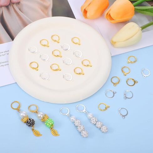 1 Box 100Pcs Leverback Earring Hooks, 18K Gold Plated Stainless Steel Leverback Hooks Round Dangle Earwires with Open Loop Ear Wire Clip Earring Connector for Jewelry Making Earrings Findings in Kuwait