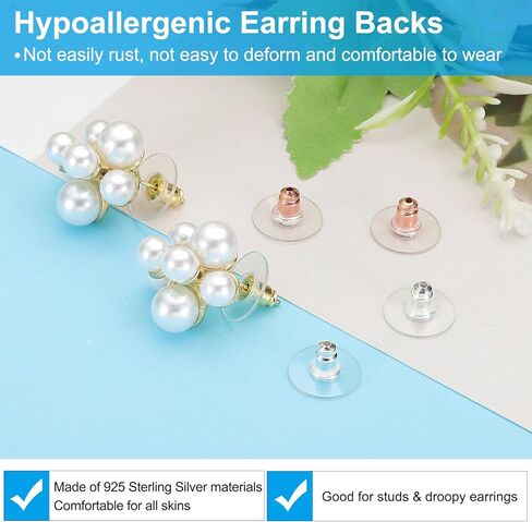 PATIKIL 925 Sterling Silver Earring Backs Replacements, Locking Earring Backs Earring Stopper Secure Locking Charm for Studs, Heavy Droopy Earrings in Saudi Arabia