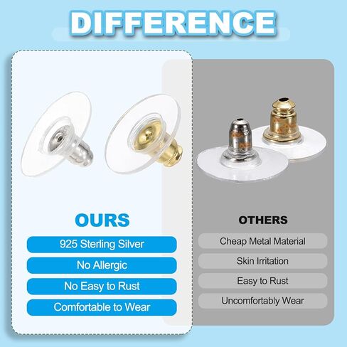 PATIKIL 925 Sterling Silver Earring Backs Replacements, Locking Earring Backs Earring Stopper Secure Locking Charm for Studs, Heavy Droopy Earrings in Saudi Arabia