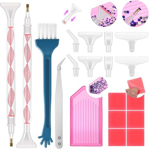 Mabor 19Pcs Diamond Dot Pen with Tray, Glue Clay, and Plastic Various Replacement Tips, 5D Diamond Art Pens Tools with Dual-Ended Drill Pen Accessories for Adults DIY Nail Art Crafts in Saudi Arabia