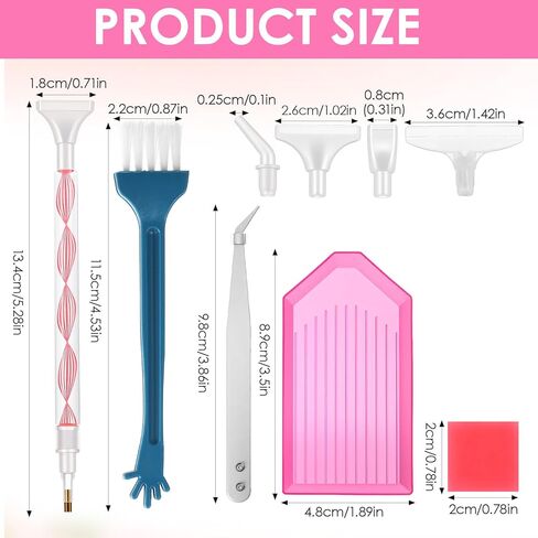 Mabor 19Pcs Diamond Dot Pen with Tray, Glue Clay, and Plastic Various Replacement Tips, 5D Diamond Art Pens Tools with Dual-Ended Drill Pen Accessories for Adults DIY Nail Art Crafts in Saudi Arabia