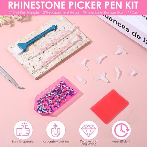 Mabor 19Pcs Diamond Dot Pen with Tray, Glue Clay, and Plastic Various Replacement Tips, 5D Diamond Art Pens Tools with Dual-Ended Drill Pen Accessories for Adults DIY Nail Art Crafts in Saudi Arabia