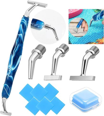 Diamond Art Pens Tool Diamond Painting Pen with 135° Ergonomic Screw Elbow Steel Metal Tip Nibs Roller Placers Accessories Kits Drill Bead Dot Pens for Art Craft Nail Easy to Use in Saudi Arabia