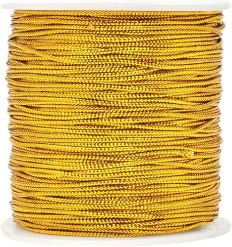 1mm Spool Gold Metallic Cord Tinsel String Jewelry Braided Thread, Total Length 109 Yards/ 328 Feet (Gold) in Saudi Arabia