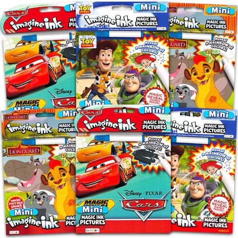 Disney Magic Ink Coloring Book Set - Bundle with 6 Imagine Ink Books for Boys Kids Toddlers Featuring Cars, Toy Story, and Lion Guard with Invisible Ink Pens in Saudi Arabia