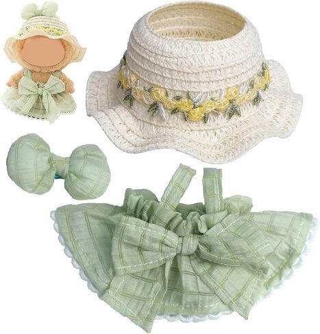 Doll Outfit Set – Pink Dress with Straw Hat & Matching Hair Clip – Clothes & Accessories for 5.9"-6.7" (15–17 cm) Dolls (Doll Not Included) in Saudi Arabia